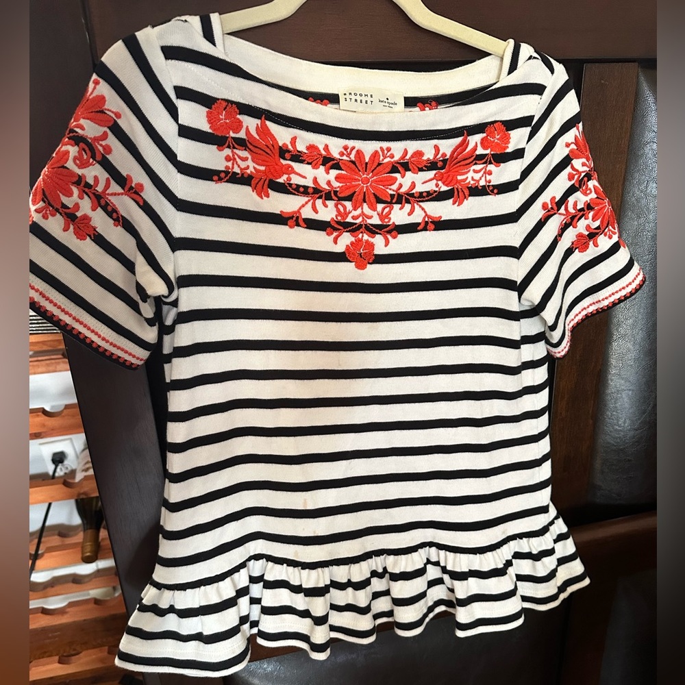 Kate spade Brooke street striped ruffle shirt